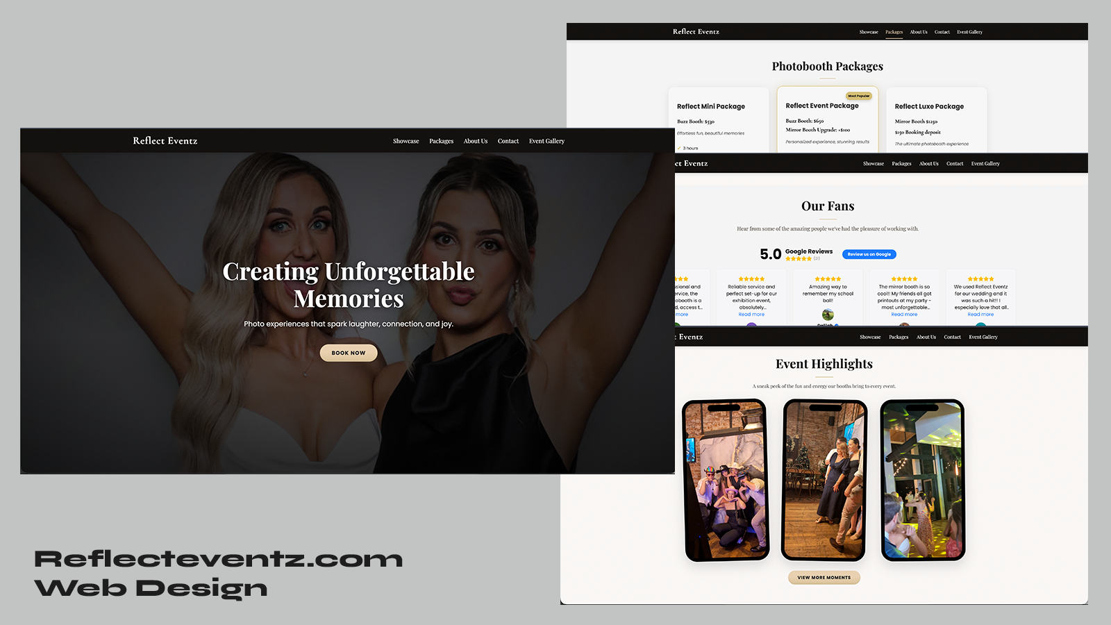 Reflect Eventz web design